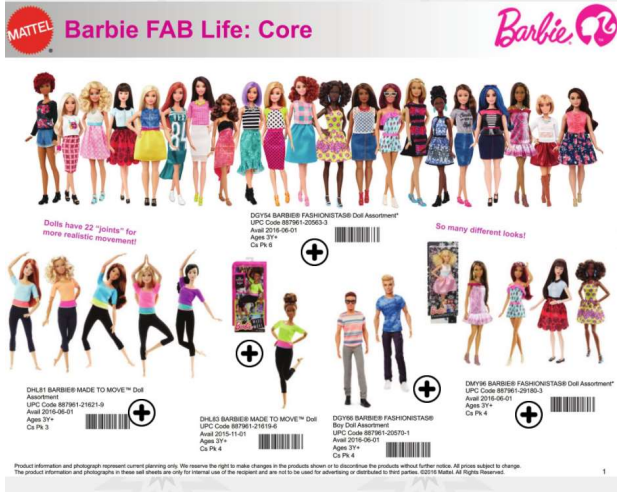 mattel barbie catalog