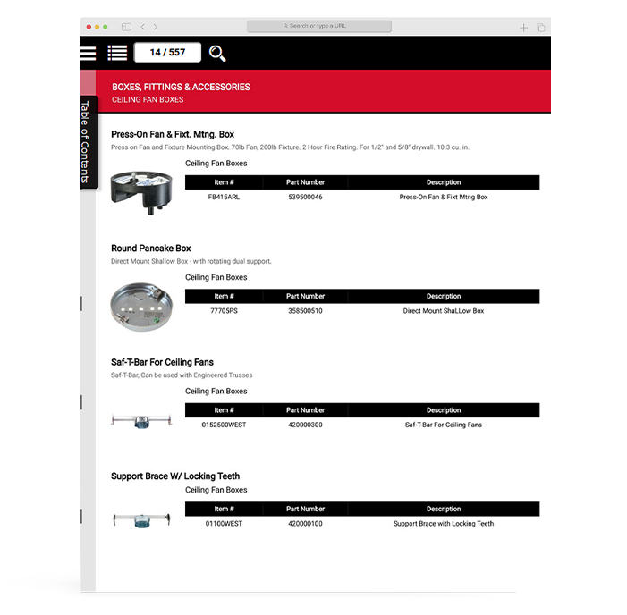Industry-specific catalog template showcasing electrical fittings and accessories with product details and specifications.