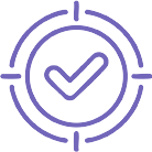 Icon of a checkmark inside a target representing pricing accuracy and efficiency