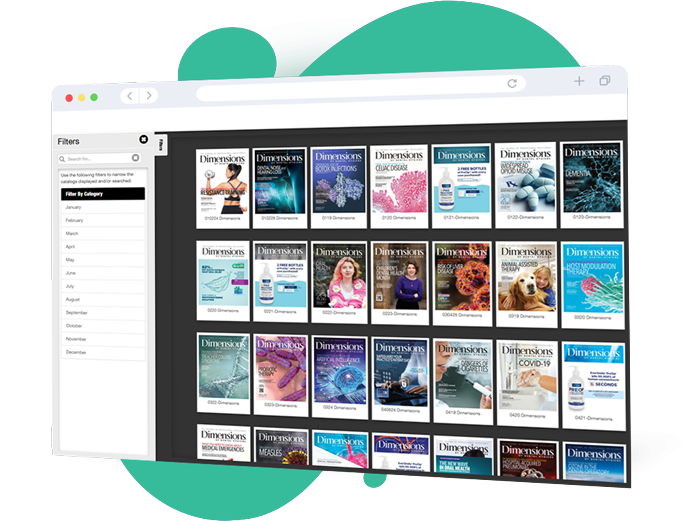 Screenshot of DCatalog flipbook navigation interface with filters and interactive catalog covers