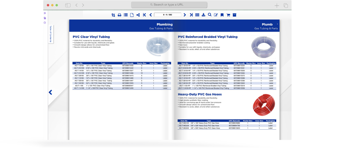 Screenshot of DCatalog interactive product catalog with searchable, clickable sales and product data