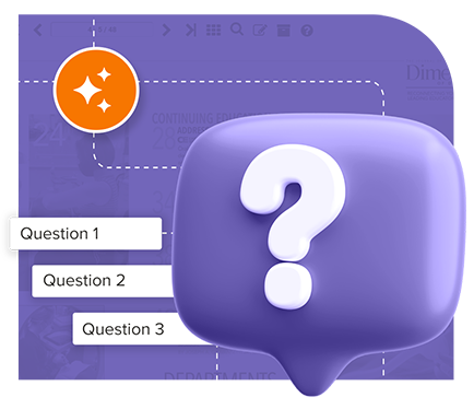 Smart Doc AI illustration representing document Q&A with AI-generated suggested questions.