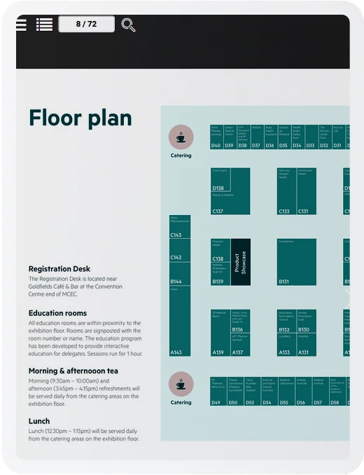 floor plan page from an event lookbook